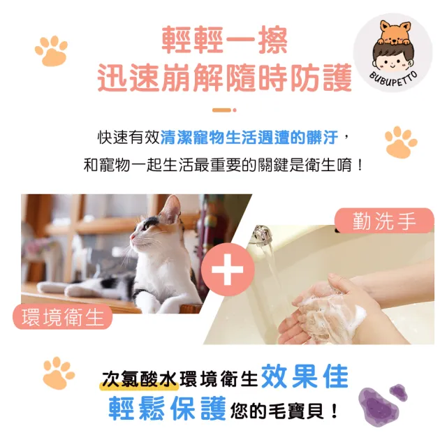 【BUBUPETTO】貓咪外出清潔用次氯酸水濕紙巾24片x6盒(貓 寵物 外出)