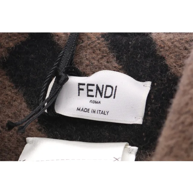 【FENDI 芬迪】FF Logo 喀什米爾及羊毛雙面可用披肩/斗篷(棕色/黑色)