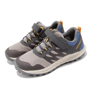 【MERRELL】越野跑鞋 Nova 3 中童 灰 藍 魔鬼氈 緩衝 抓地 小朋友 郊山 健行 運動鞋(MK267664)