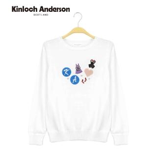 【Kinloch Anderson】小花領可愛圖騰刺繡針織上衣 金安德森女裝(KA0769012 白/黑)