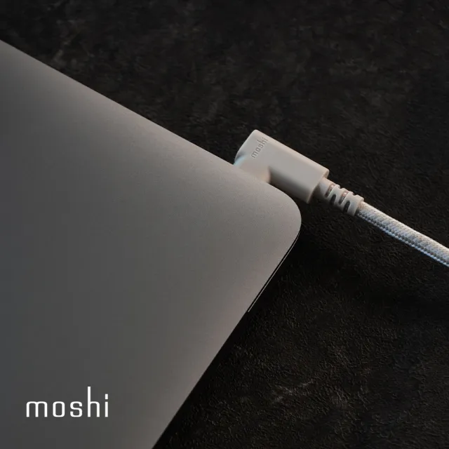 【moshi】Integra™ 強韌系列 USB-C to USB-C 90度彎頭 240W/480Mbps 充電/傳輸編織線(0.6M)