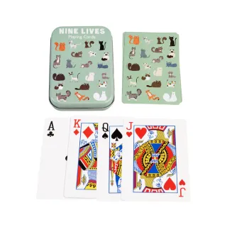 【Rex London】金屬收納盒+撲克牌(貓派對)