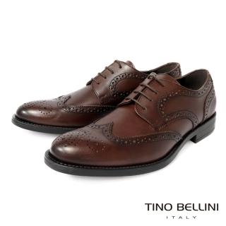 【TINO BELLINI 貝里尼】男款 歐洲進口翼紋雕花牛津鞋HM3T059-6(咖啡色)