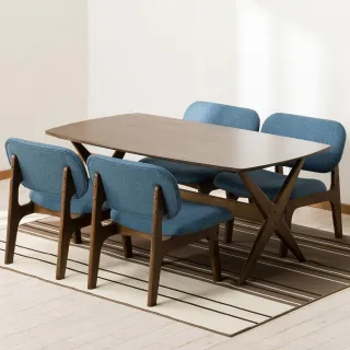 【NITORI 宜得利家居】◎耐磨耐刮布款 木質餐桌椅5件組 RELAX 160 WIDE NSF MBR/TBL