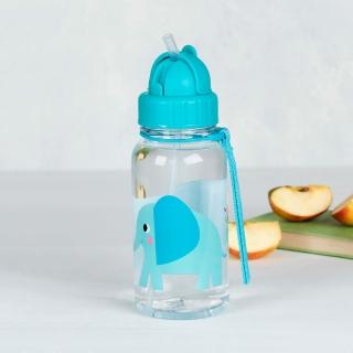 【Rex London】輕攜吸管水壺 大象500ml / 水壺 冷水瓶 隨行杯 環保杯