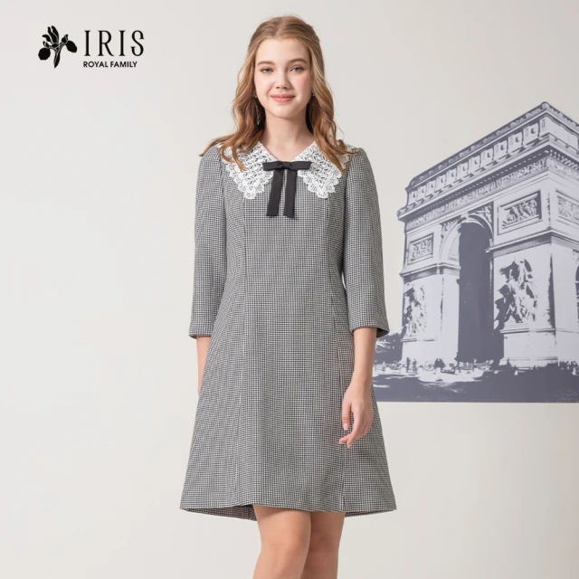 IRIS 艾莉詩 千鳥格蕾絲領洋裝-2色(36682)