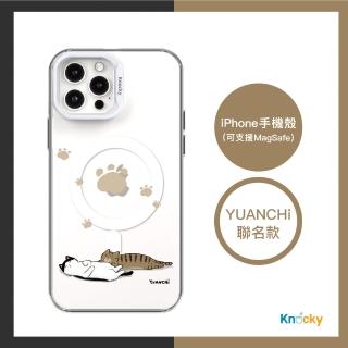 【Knocky 原創】元綺YUANCH『躺躺貓咪』 iPhone 15系列 透明手機保護殼（支援MagSafe）