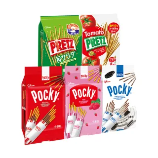 即期品【Glico 格力高】Pocky百奇/PRETZ百力滋 袋裝分享包(巧克力/草莓/牛奶/番茄野菜/野菜沙拉_效期1/31)