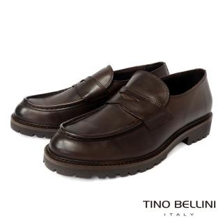 【TINO BELLINI 貝里尼】時尚型男厚底樂福鞋HM1O017-6(咖啡色)