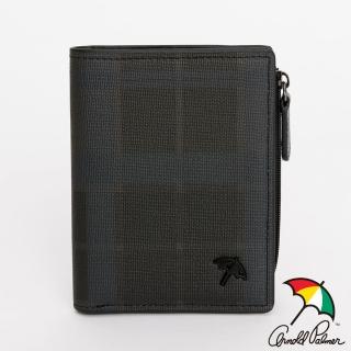 【Arnold Palmer 雨傘】直立式短夾 Lord系列(灰黑色)
