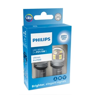 【Philips 飛利浦】PHILIPS 飛利浦Ultinon Pro7000 P21/5W雙芯白光方向燈公司貨(雙芯白光方向燈)