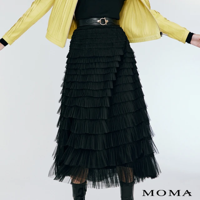 MOMA 優雅層次荷葉蛋糕裙(黑色)