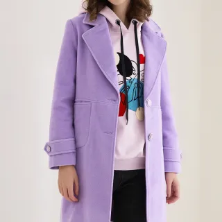 【ILEY 伊蕾】輕奢優雅紫毛呢大口袋西裝大衣(紫色；M-XL；1224014514)