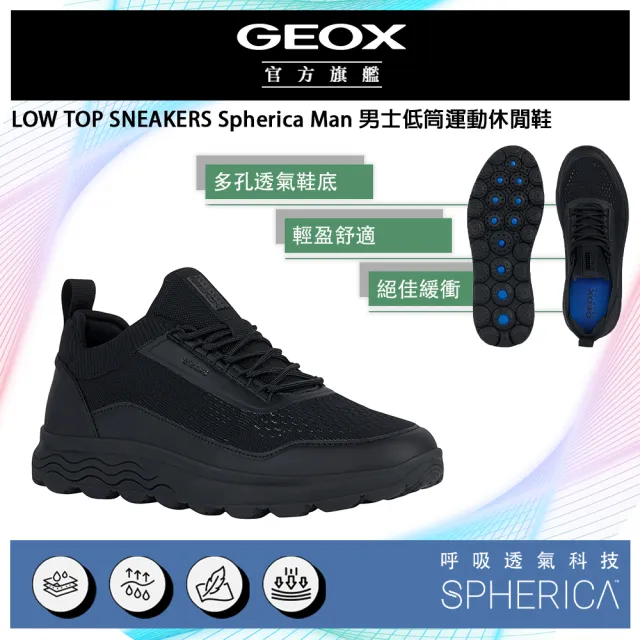 【GEOX】Spherica Man 男士低筒運動鞋 黑(SPHERICA™ GM3F107-11)