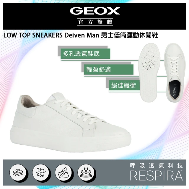 【GEOX】Deiven Man 男士低筒運動休閒鞋 白(RESPIRA™ GM3F104-00)