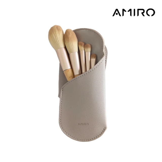 AMIROAMIRO 高級化妝刷5件組-含皮革收納套(旅行刷具組/收納包/便攜)