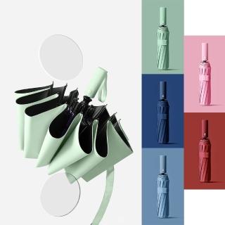 【THE SELECT】晴雨兩用24骨抗UV自動傘(晴雨傘/黑膠抗UV/摺疊傘)