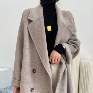 【巴黎精品】現貨+預購 100%羊毛大衣毛呢外套(保暖蓬鬆長款雙面呢加厚女外套2色a1dg5)