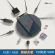 【ONEmade】PD快充100w手機無線充電10w輸出10孔HUB擴充 自帶Type-C線