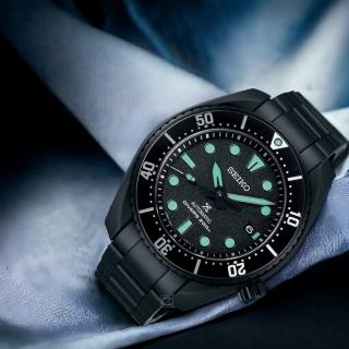 【SEIKO 精工】Prospex 黑潮夜視 陶瓷框 200米潛水機械錶-45mm 送禮(6R35-03A0SD/SRPK43K1)