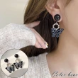 【卡樂熊】S925銀甜酷女孩蝴蝶造型耳環/耳針(耳環飾品)
