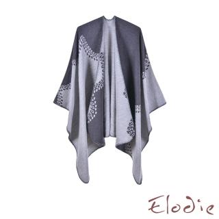 【Elodie】撞色斗篷 保暖斗篷/歐美時尚幾何花紋撞色保暖流蘇披肩 斗篷 披風(3色任選)