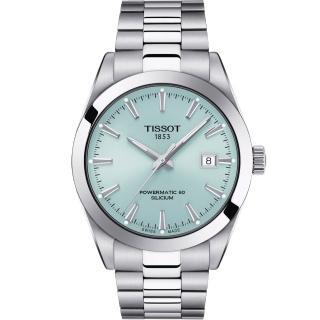 【TISSOT 天梭 官方授權】紳士系列 矽遊絲動力儲存80小時機械腕錶-40mm/冰川藍 禮物(T1274071135100)