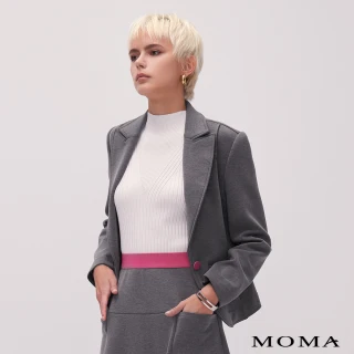【MOMA】太空棉撞色休閒西裝外套(灰色)
