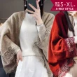 【艾美時尚】中大尺碼女裝 針織 外套 日韓設計蕾絲拼接斗篷披肩針織衫。S-XL(4色.現貨+預購)