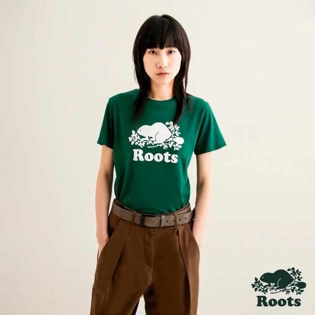 Roots Roots 女裝- COOPER BEAVER 短袖T恤(綠色)