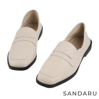 【SANDARU 山打努】樂福鞋 方頭兩穿平底便仕樂福鞋(杏)