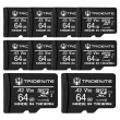 【TRIDENITE】MicroSDXC 64GB*10入 A2 V30 UHS-I U3 4K 攝影記憶卡-附轉卡(日本原廠直營)