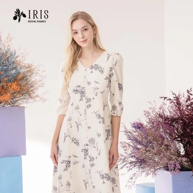 IRIS 艾莉詩 水墨花卉修身長洋裝(36697)