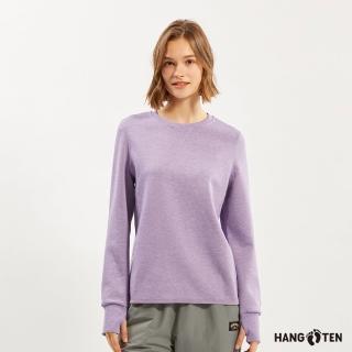 【Hang Ten】女裝-恆溫多功能-空氣層保暖絎逢大學T(深紫)