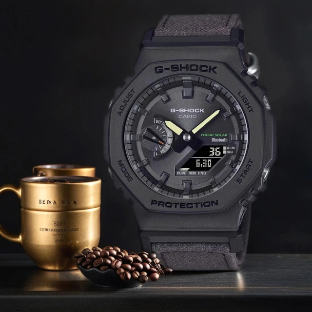 CASIO 卡西歐 G-SHOCK八角單色美學雙顯錶(GA-