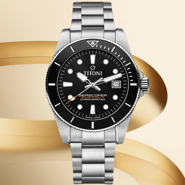 TITONI 梅花錶 海洋探索 SEASCOPER 300 陶瓷錶圈 瑞士天文台官方認證 潛水機械腕錶(83300S-BK-702)