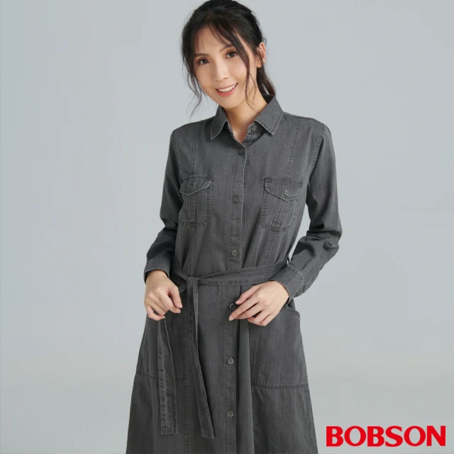 BOBSON 女款綁帶後衩長版洋裝(GL0003-87)