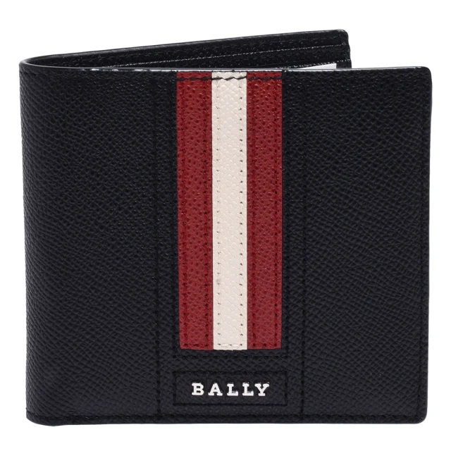 BALLY 金屬字母LOGO經典六卡條紋牛皮短夾(任選) 推