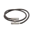【Hermes 愛馬仕】經典Tournis Tresse bracelet H LOGO雙圈小牛皮細版手環(灰色H068406F-GRAY-ARG)