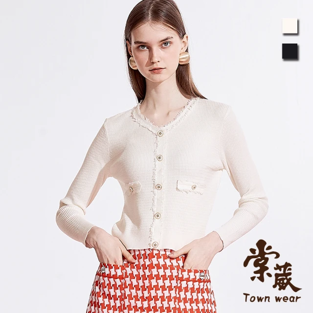 TOWN’WEAR 棠葳 法式捲邊立體紋路透膚上衣 3色(中