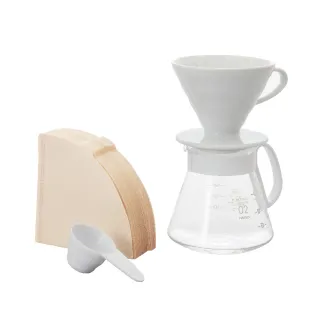 【HARIO】V60白色02磁石濾杯咖啡壺組(XVDD-3012W)