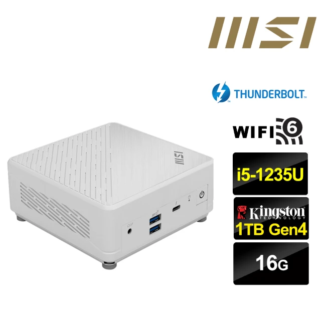 MSI 微星 Cubi5 12M i5十核{龍魂尊爵} 迷你電腦(i5-1235U/16G/1TB M.2)