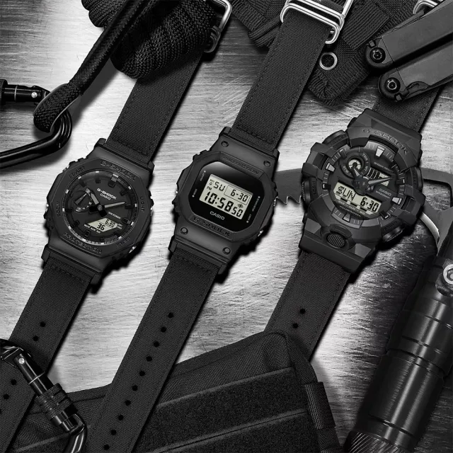 【CASIO 卡西歐】G-SHOCK 尼龍錶帶 八角手錶(GA-2100BCE-1A)