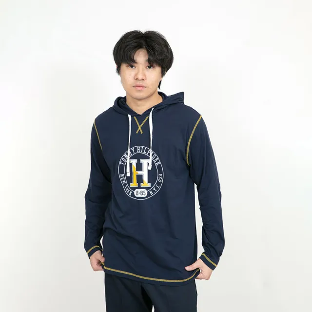 【Tommy Hilfiger】Tommy Hilfiger 薄帽T 縫線 無刷毛 湯米 帽T 大尺碼 上衣(薄帽T9669BZ5)
