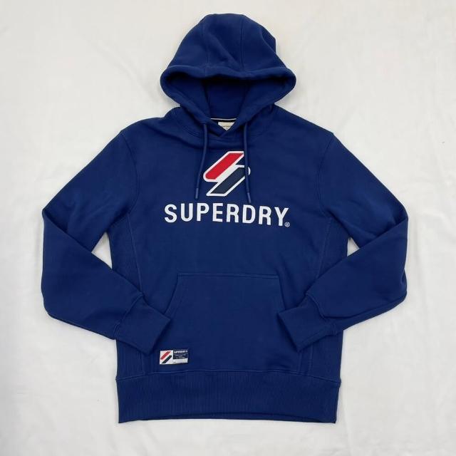 【Superdry】藍色 刺繡logo 刷毛 帽T 現貨 極度乾燥 連帽 長袖 Superdry 上衣(帽T  長袖)