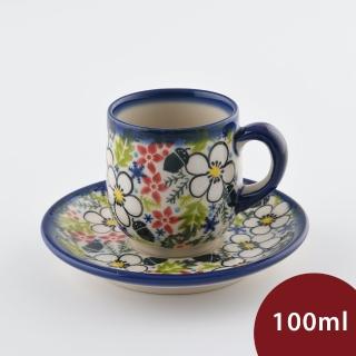 【美學生活 波蘭陶】波蘭陶 Vena 濃縮咖啡杯盤組 100ml 波蘭手工製(碧意冬日系列)