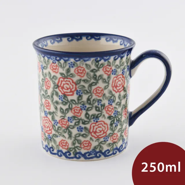 【波蘭陶】濃縮咖啡杯 250ml 波蘭手工製(綠野玫瑰系列)