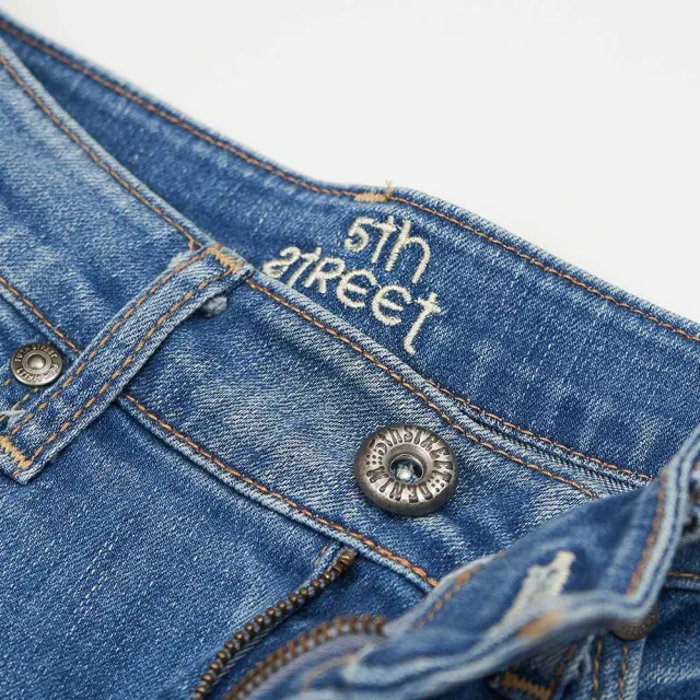 【5th STREET】女裝顯瘦基本小直褲-拔淺藍
