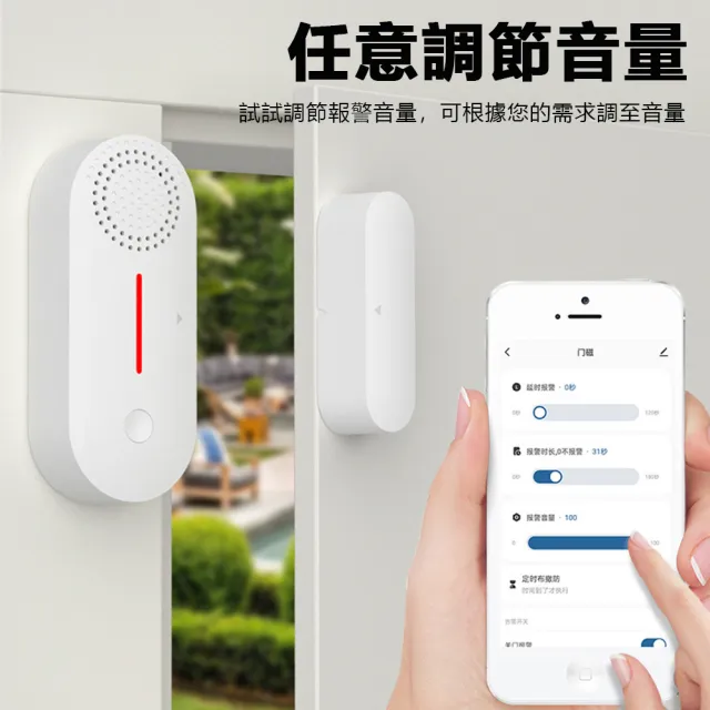 【Nil】618 WiFi聲光門窗報警器 門磁報警傳感器 遠程監控入侵報警器 無線門磁防盜報警器