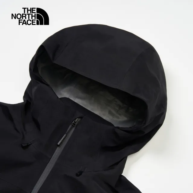 【The North Face 官方旗艦】北面女款黑色防水透氣連帽衝鋒衣｜87U6JK3